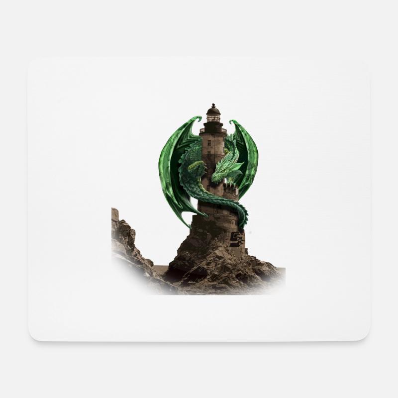 dragon lighthouse by CustomStyle - Mouse Pad (horizontal) - white