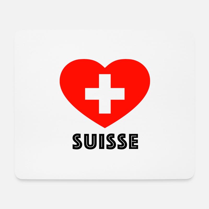 Schweiz Herz Shirt zur WM - Mousepad (Querformat) - Weiß