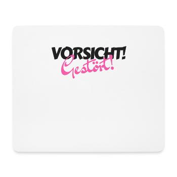 Vorsicht, Gestört, verrückt, crazy, pink, Mädchen - Mousepad (Querformat) - Weiß - Vorne