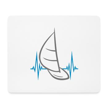 pulse frequency heart beat sea waves boat sailing s - Mouse Pad (horizontal) - white - Front