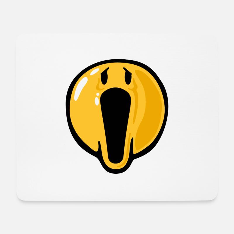 Smiley scream - Mousepad (Querformat) - Weiß
