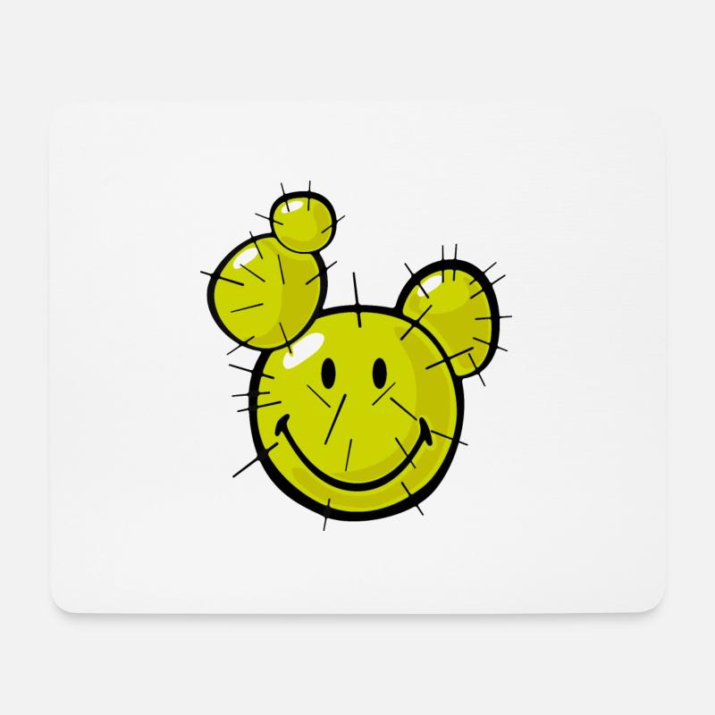 Smiley Cactus - Mousepad (Querformat) - Weiß