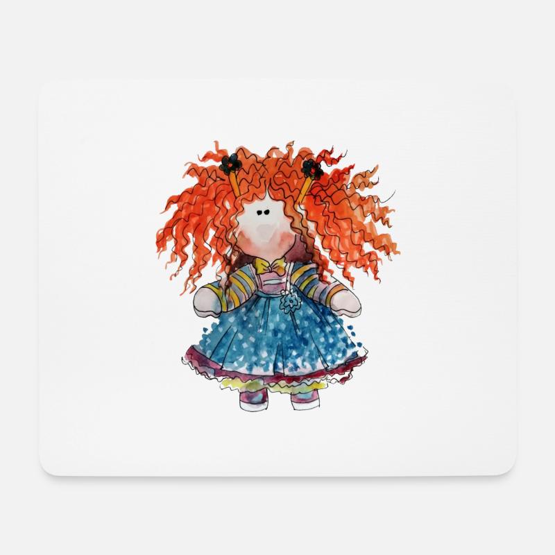 Puppe rothaarig - Mousepad (Querformat) - Weiß