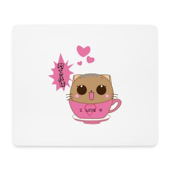 Katze süß - Mousepad (Querformat) - Weiß - Vorne