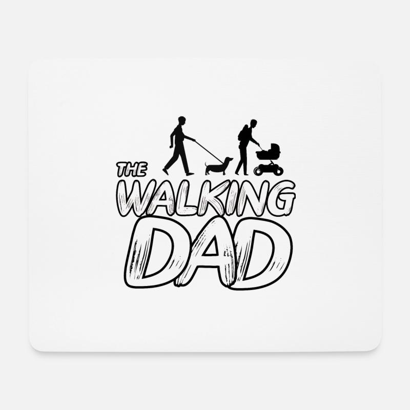 The Walking Dad Papa spaziert mit Kind und Hund - Mousepad (Querformat) - Weiß