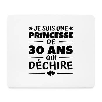 je suis une princesse de 30 ans qui déchire - Tapis de souris (format paysage) - blanc - Devant