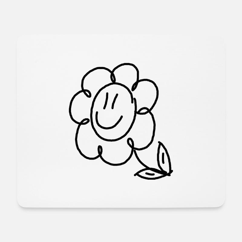 Blümchen süße Blume Strichzeichnung - Mousepad (Querformat) - Weiß