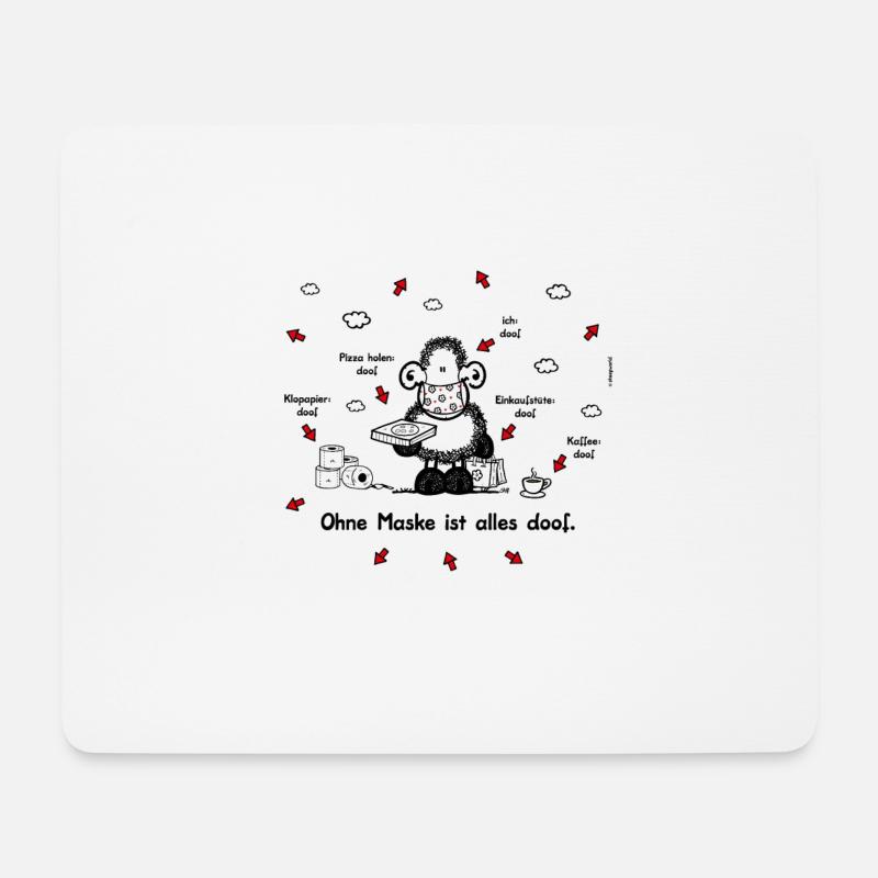 Sheepworld OhneMaske ist alles doof One Size - Mousepad (Querformat) - Weiß