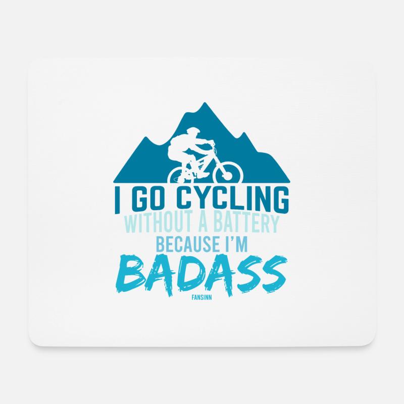 Fahrradfahren ohne Akku knallhart - Mousepad (Querformat) - Weiß