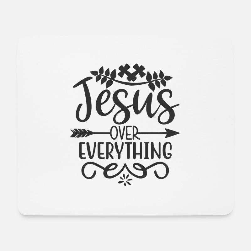 Jesus über alles - Mousepad (Querformat) - Weiß