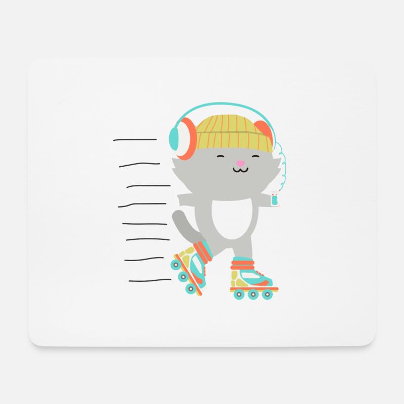 Rollschuh Mieze Katze Rollerskates Kätzchen - Mousepad (Querformat) - Weiß