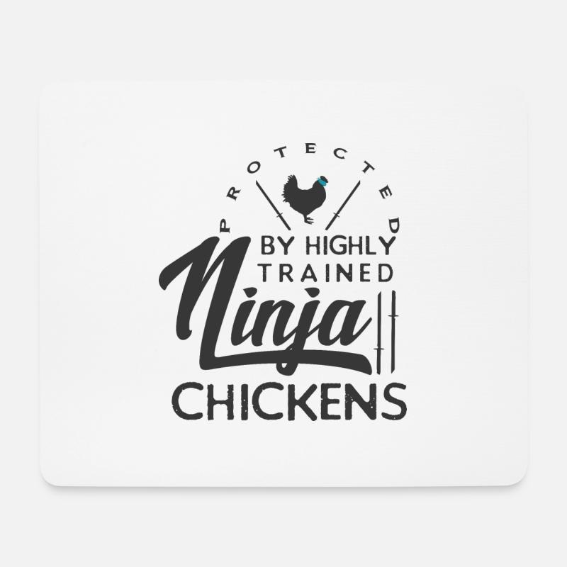 Protected by highly trained ninja chickens - Mouse Pad (horizontal) - white