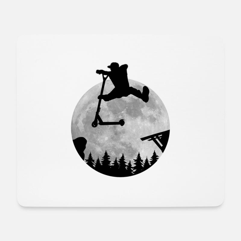 Escooter Scooter Stunt Trick Mond - Mousepad (Querformat) - Weiß