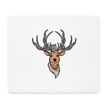 Hirschkopf Hirsch Geweih indianisch Wild - Mousepad (Querformat) - Weiß - Vorne