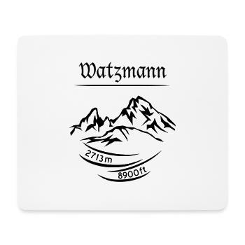 Le mont Watzmann, hauteur 2713 m déterminée - noir - Tapis de souris (format paysage) - blanc - Devant