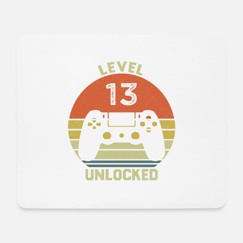 Level 13 Unlocked 13 Jahre Geburtstag Geschenk - Mousepad (Querformat) - Weiß