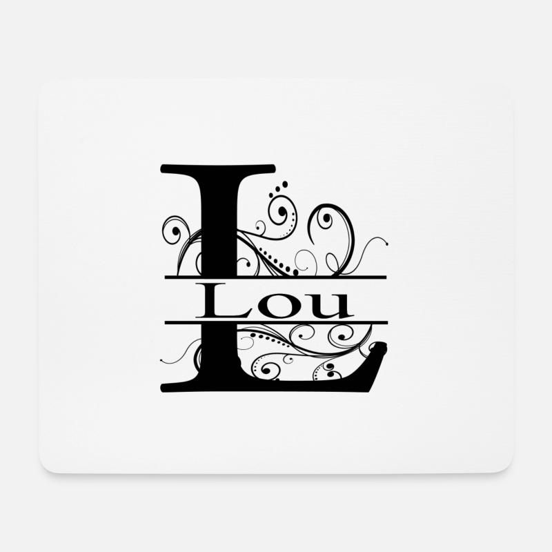 Monogramm mit dem Namen Lou - Mousepad (Querformat) - Weiß