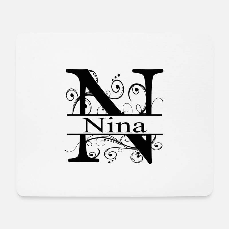 Monogramm mit dem Namen Nina - Mousepad (Querformat) - Weiß