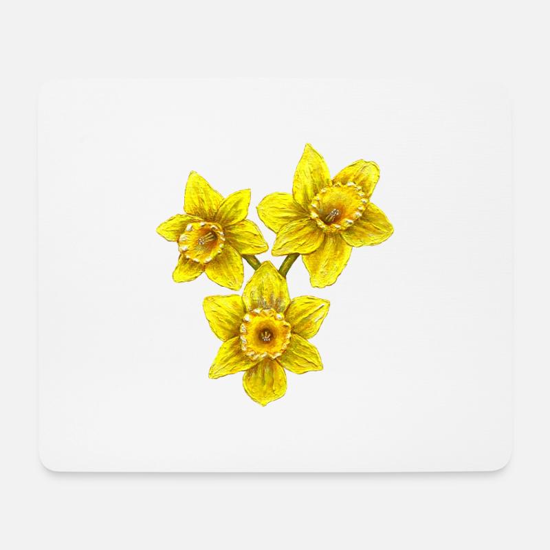 Easter Daffodils, Wales Rugby Fußballfans - Mousepad (Querformat) - Weiß
