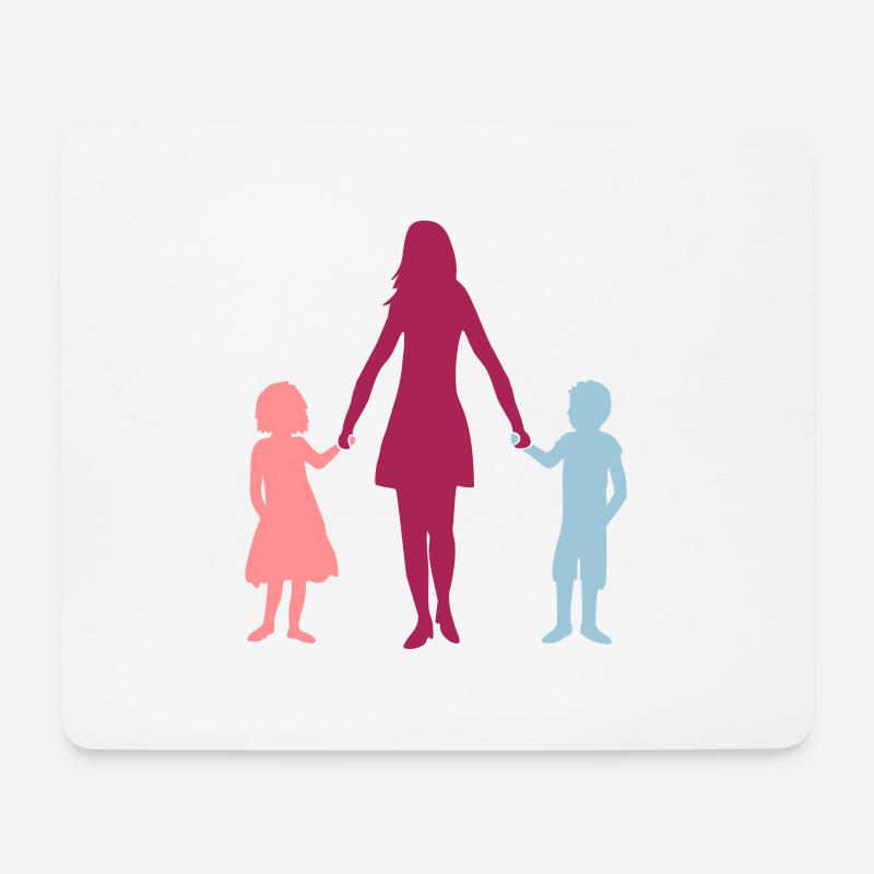 Mama 2 Kinder - Mousepad (Querformat) - Weiß
