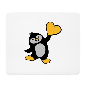 Freundlicher Pinguin zeigt Herz - Mousepad (Querformat) - Weiß - Vorne