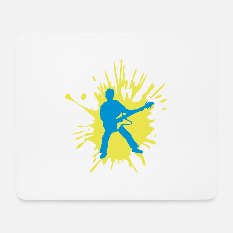 Farbklecks Party Gitarrist Elektrogitarre - Mousepad (Querformat) - Weiß