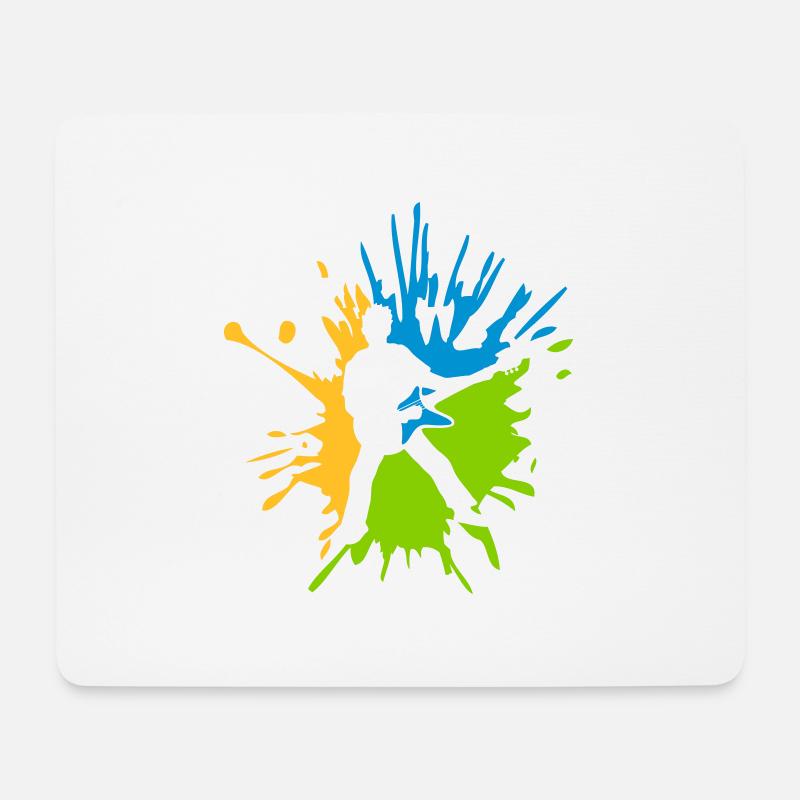 Bunte Tropfen Gitarrist Farbklecks - Mousepad (Querformat) - Weiß