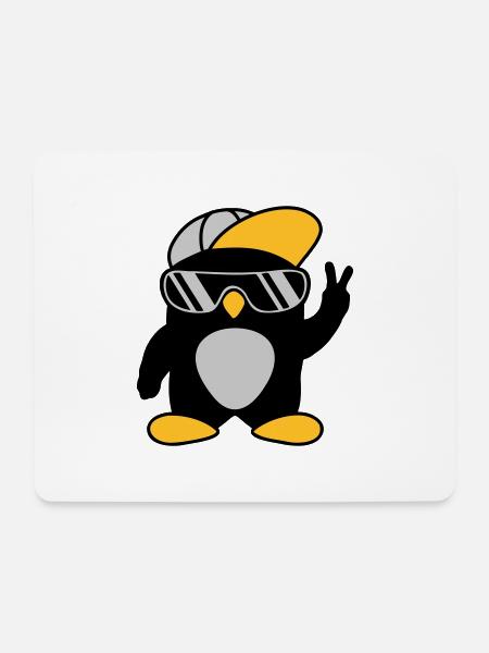 Cooler Pinguin Peace Handzeichen - Mousepad (Querformat) - Weiß