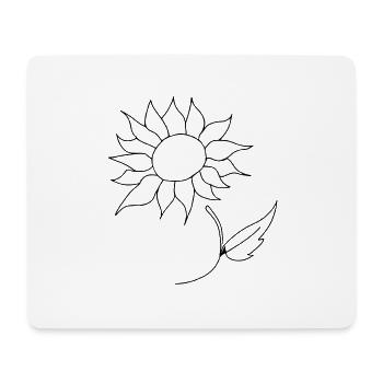 Sonnenblume Oneline - Mousepad (Querformat) - Weiß - Vorne