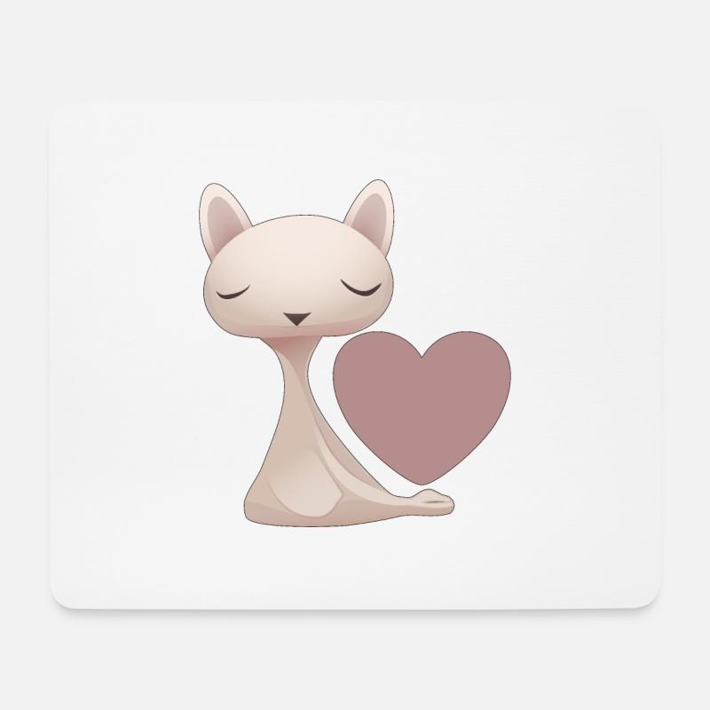 Amour cœur de chat - Tapis de souris (format paysage) - blanc