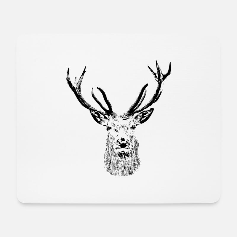 Majestätischer Hirsch – Wild und Elegant - Mousepad (Querformat) - Weiß
