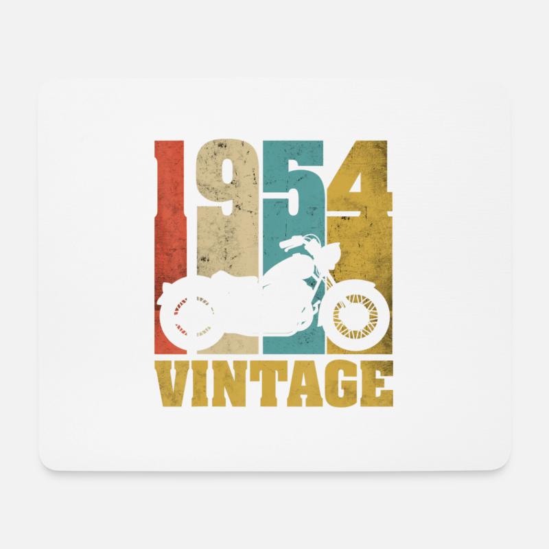 1954 Jahrgang Geburtstag Biker Motorrad Geschenk - Mousepad (Querformat) - Weiß