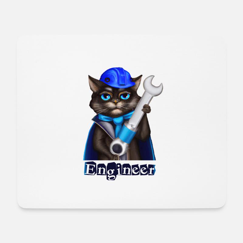 Cat Engineer - Mouse Pad (horizontal) - white