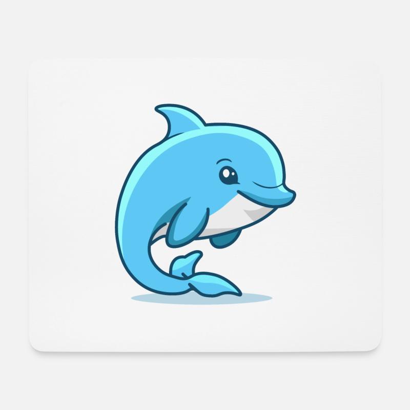 Niedliche Delphin-Illustration - Mousepad (Querformat) - Weiß