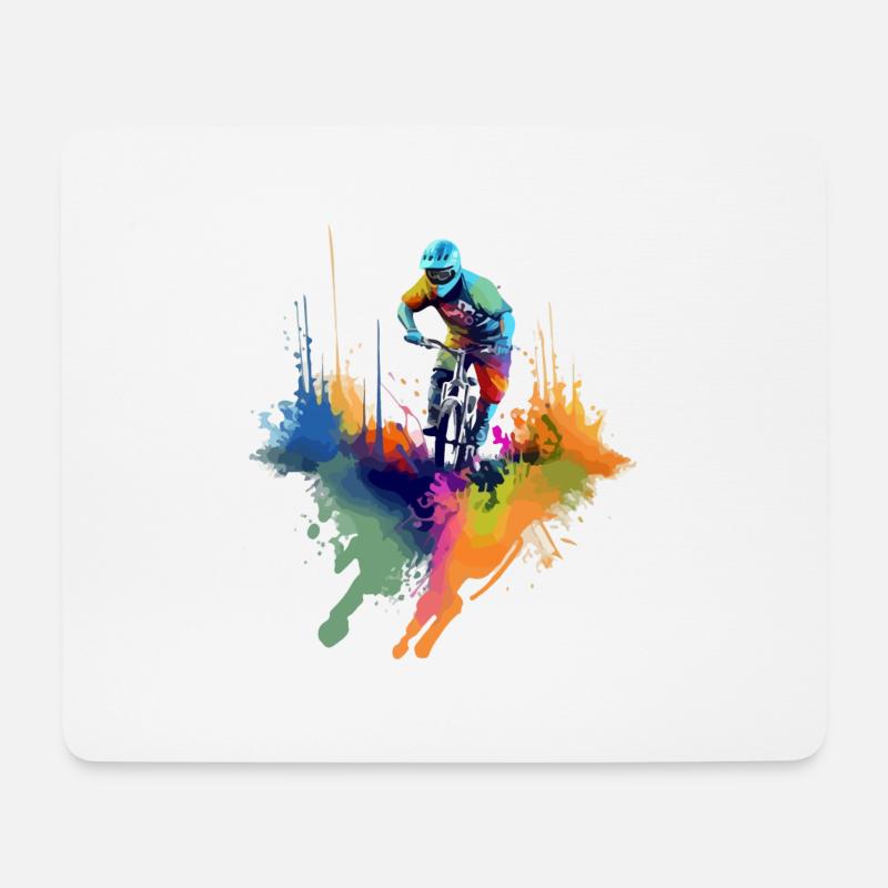 Mountainbike Loic - Mousepad (Querformat) - Weiß