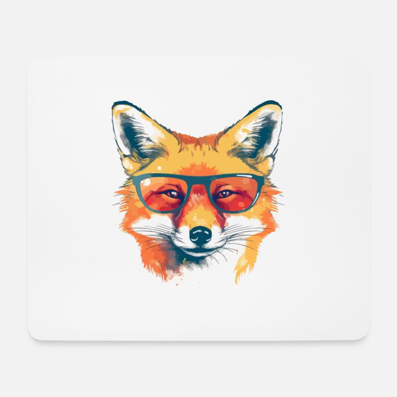 Rex, der bebrillte Fuchs - Mousepad (Querformat) - Weiß
