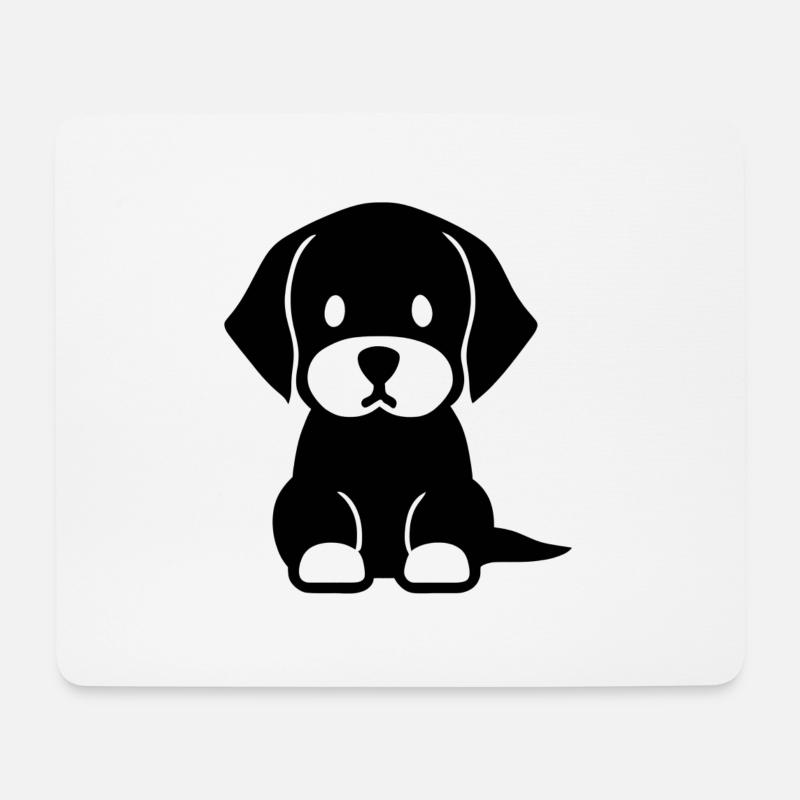 Niedlicher Welpe in schlichtem Icon-Design - Mousepad (Querformat) - Weiß