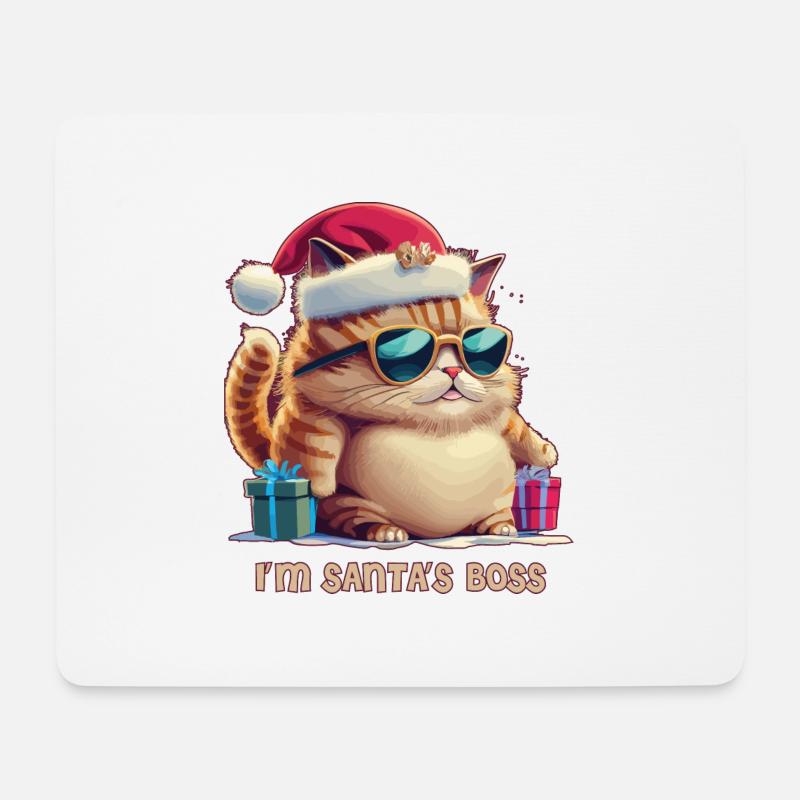 Ich bin die Hauptkatze des Weihnachtsmanns - Mousepad (Querformat) - Weiß