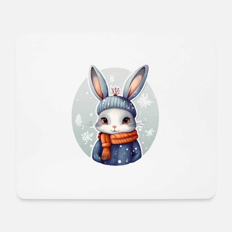 Schnee-Hase - Mousepad (Querformat) - Weiß