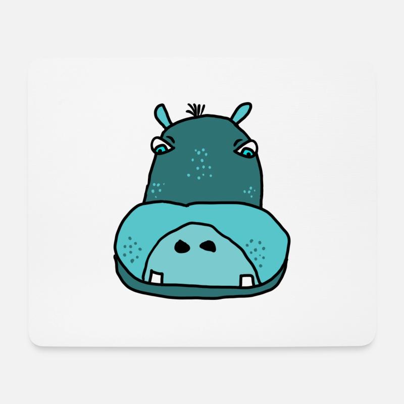 nilpferd - Mousepad (Querformat) - Weiß