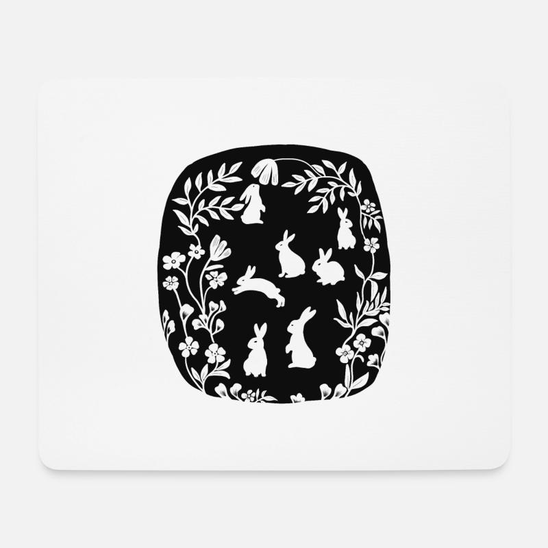 Familienkaninchen in schwarzer Silhouette - Mousepad (Querformat) - Weiß