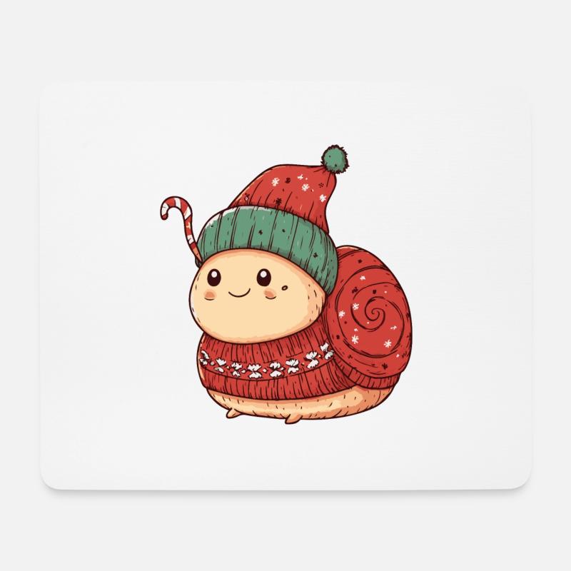 Schnecke Weihnachten Comic - Mousepad (Querformat) - Weiß