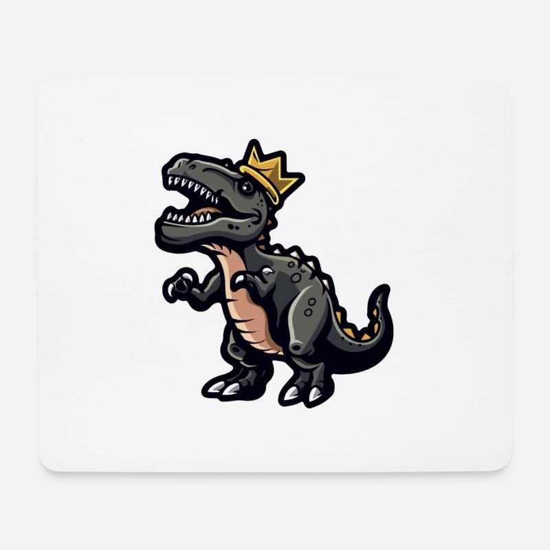 Dinosaur T-Rex Cartoon Crown - Mouse Pad (horizontal) - white