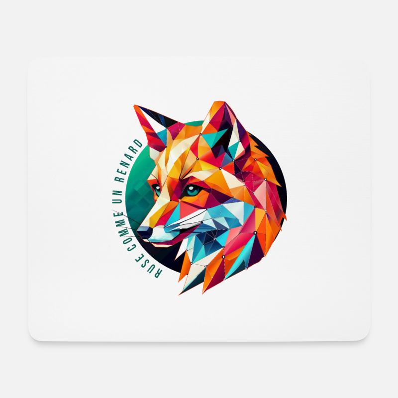 Mehrfarbiger geometrischer Fuchs - Abstraktes Design - Mousepad (Querformat) - Weiß