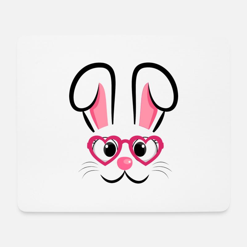 Hasengesicht mit Herzchenbrille - Mousepad (Querformat) - Weiß