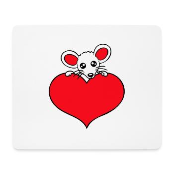 Maus Herz Liebe Symbol Lieblingstier Haustier Süß - Mousepad (Querformat) - Weiß - Vorne