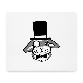 Mr. Bunny Gentleman Chapeau haut de forme Monocle Lunettes - Tapis de souris (format paysage) - blanc - Devant