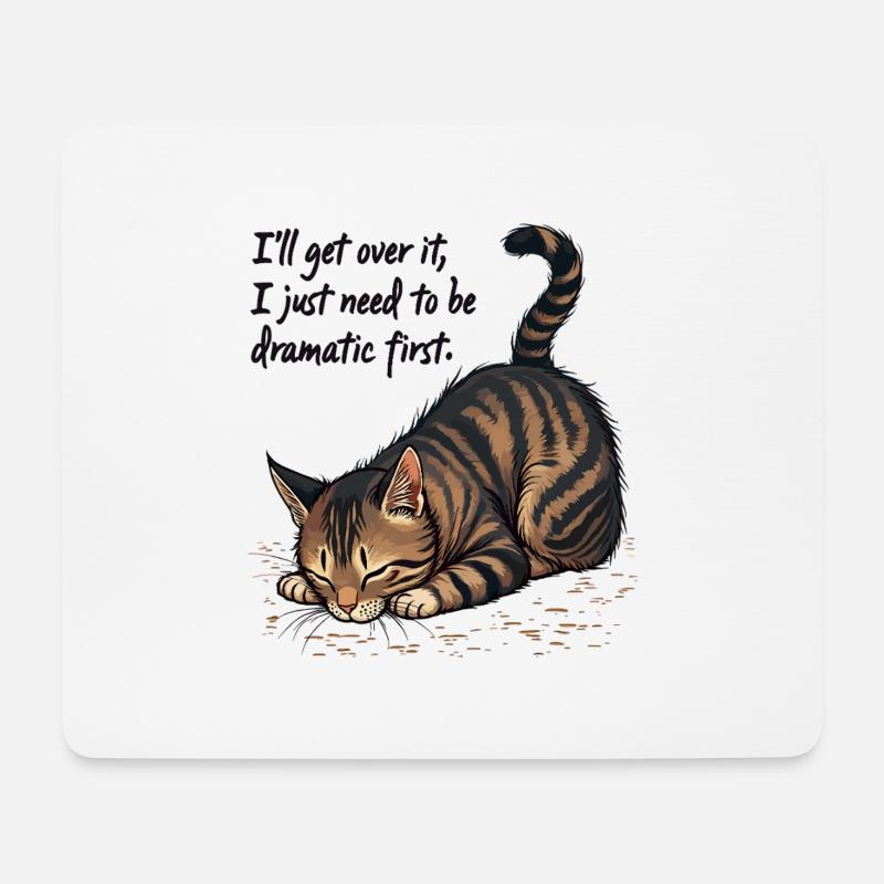 Dramatische Katze - Mousepad (Querformat) - Weiß