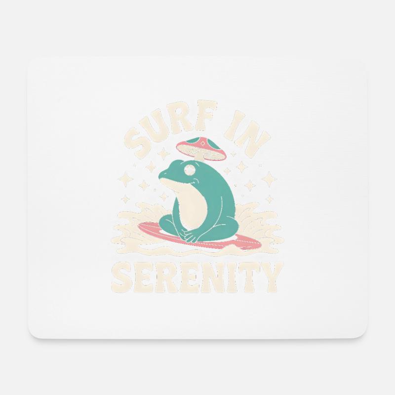 Surfen in Serenity - Süßer Frosch Aufkleber - Mousepad (Querformat) - Weiß