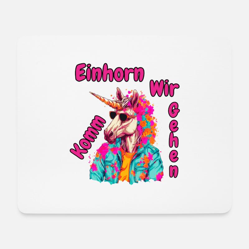 Komm Einhorn wir gehen - Mousepad (Querformat) - Weiß
